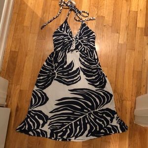 Navy and white floral sun dress